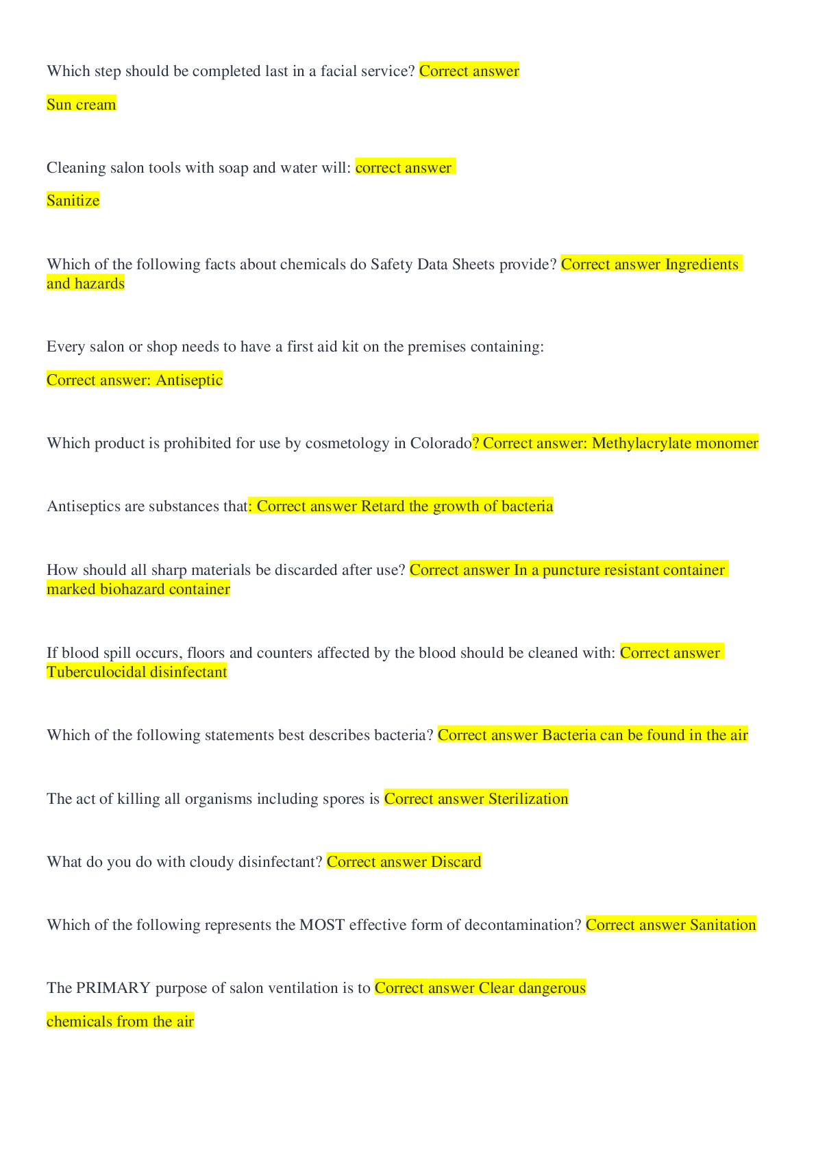 Preview image for 3 COLORADO ESTHETICIAN WRITTEN EXAM 2021 WITH CORRECT ANSWERS